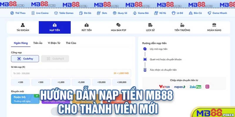 Cách nạp tiền MB88 và những điều cần lưu ý khi thực hiện 2 Cách Nạp Tiền MB88 Trên Máy Tính