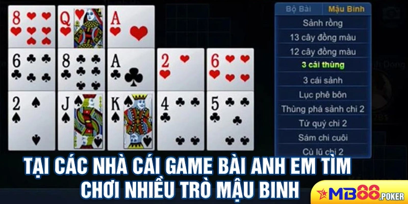 Top Các Game Bài Kiếm Tiền Uy Tín Nhất Tại MB88 2 Tại các nhà cái game bài anh em tìm chơi nhiều trò Mậu Binh