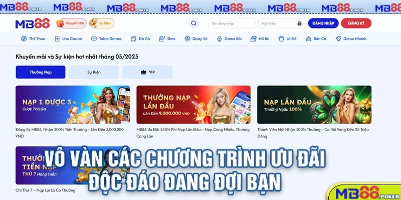 Đăng nhập MB88 mượt mà - Trải nghiệm cực đã 5 Vô vàn các chương trình ưu đãi độc đáo đang đợi bạn tại sân chơi MB88