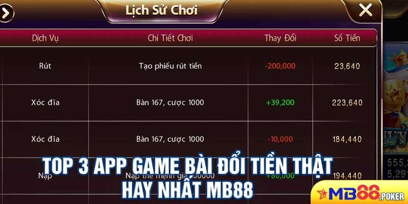 top 3 app game bài đổi tiền thật